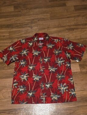 Novelty Red Palm-Print Hawaiian Shirt - Unknown Brand
